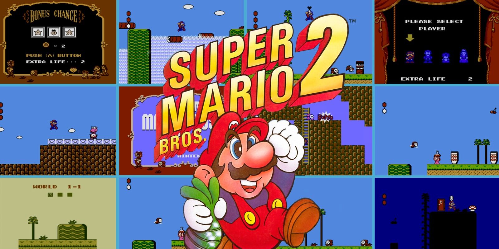 Super Mario Bros. mit Spielmechaniken von Super Mario Bros. 2