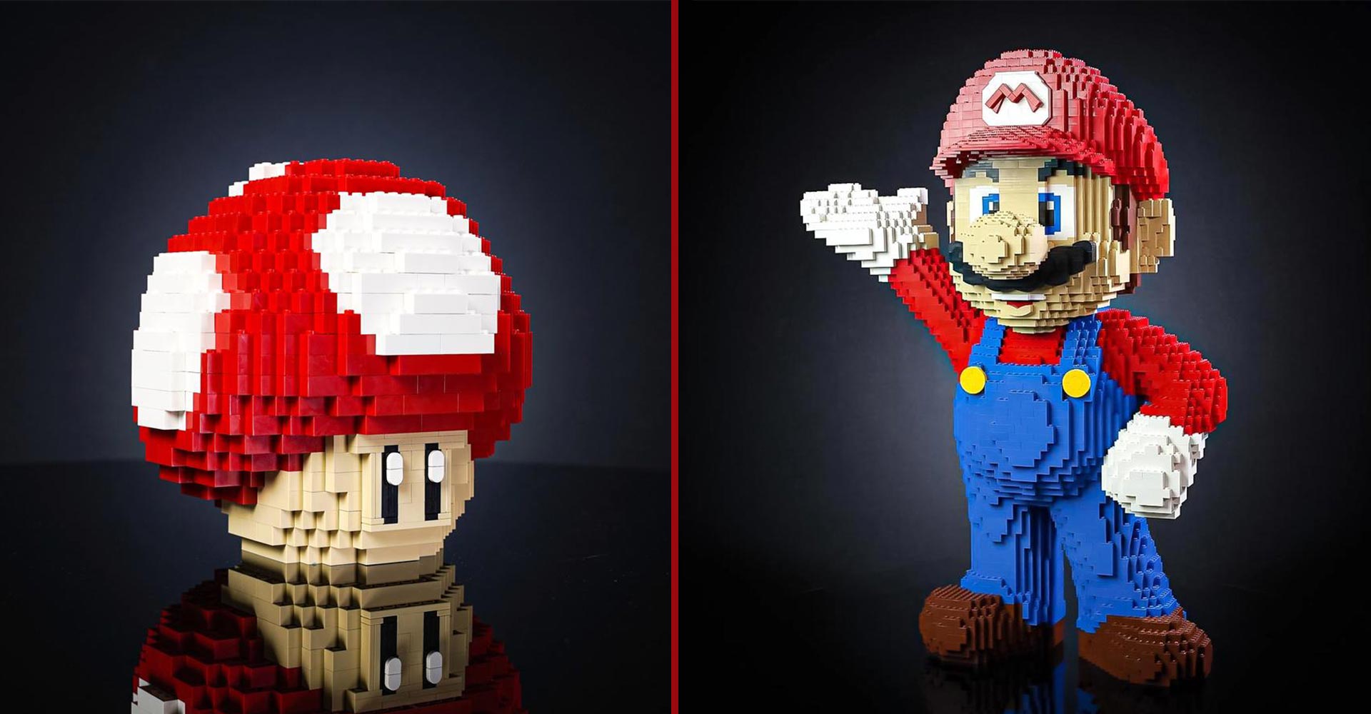 Mario und Pilz aus Lego nachgebaut