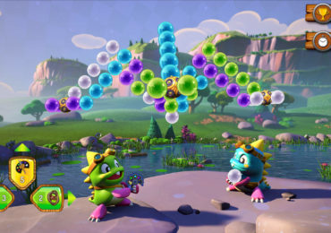 Puzzle Bobble 3D: Bub und Bob lösen ein Bubblerätsel