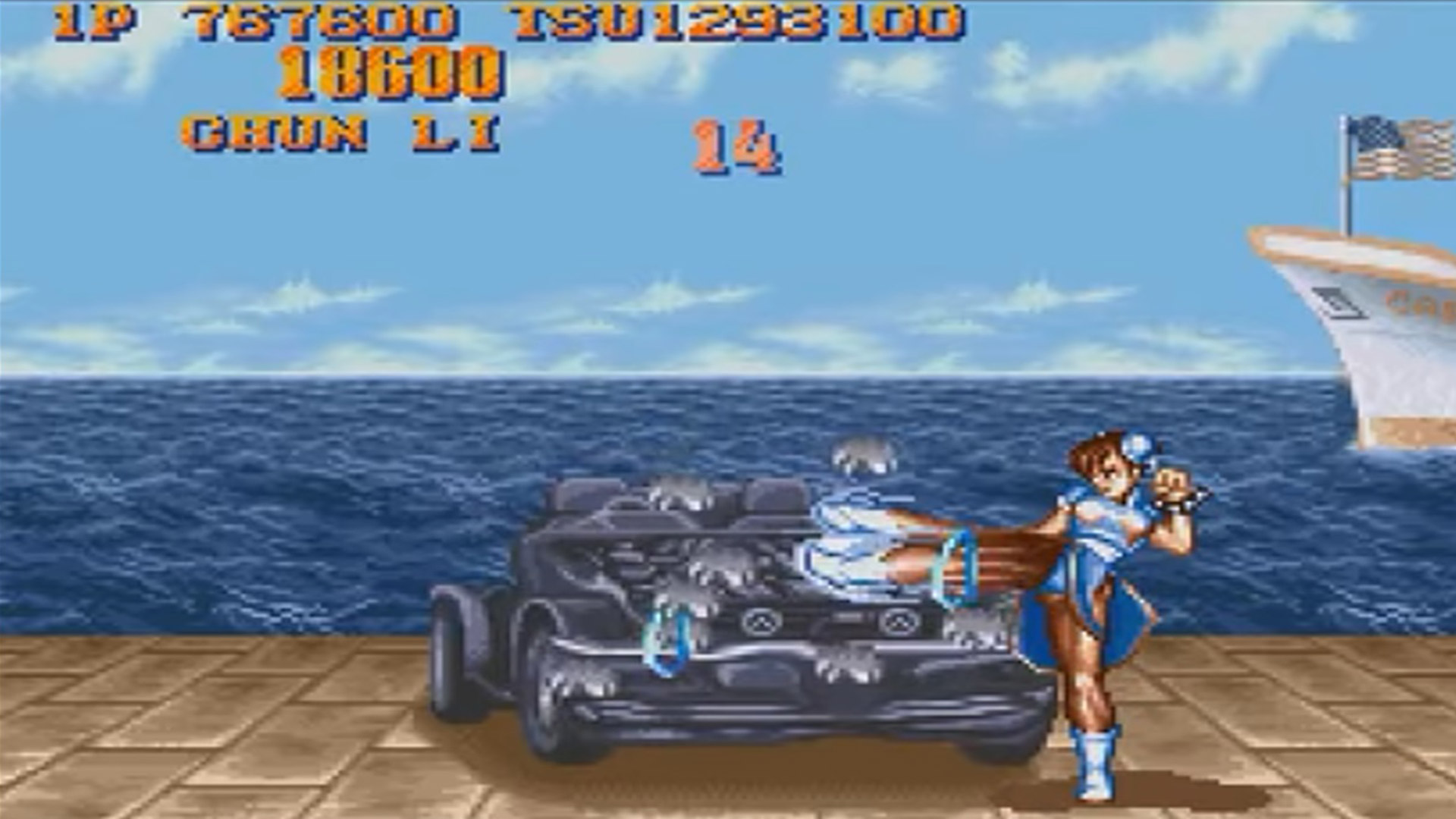 Chun-Li zerstört Auto