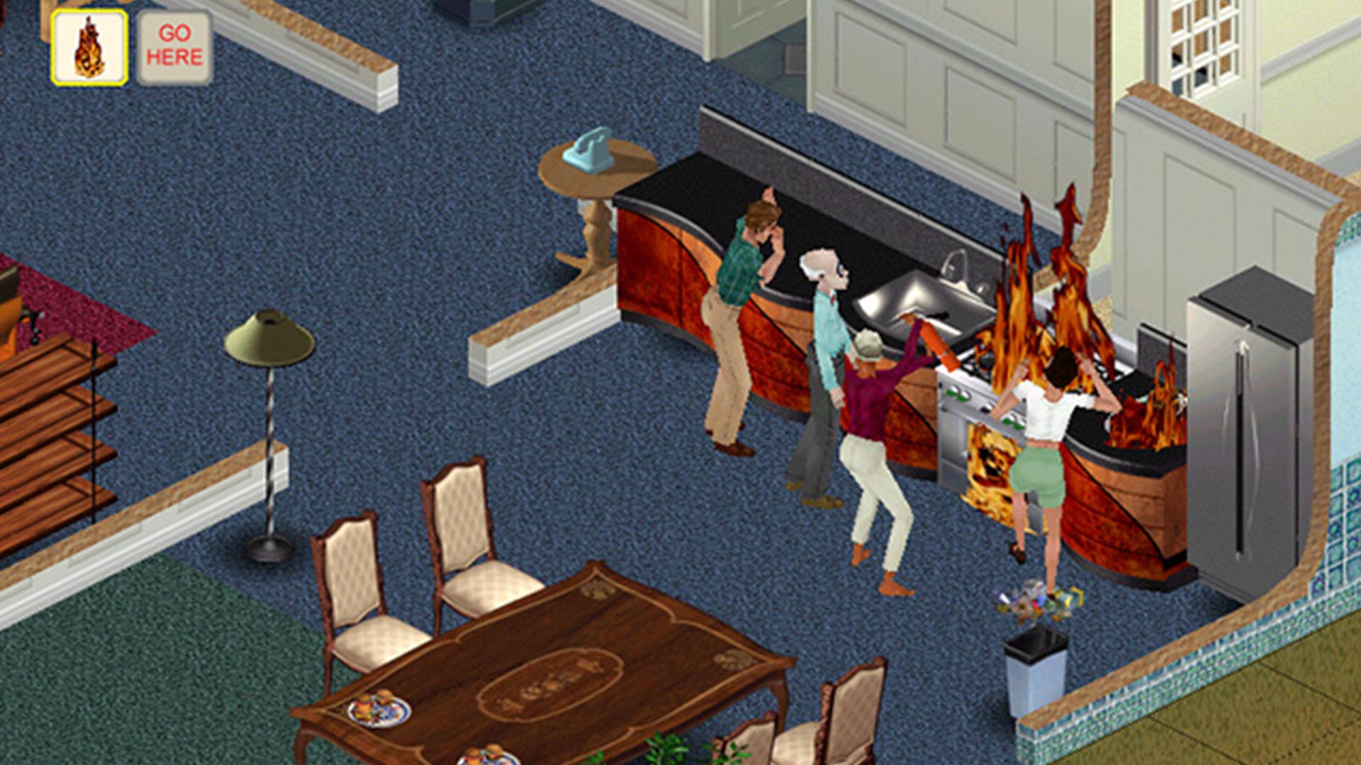 Panik bei den Sims wegen Feuer