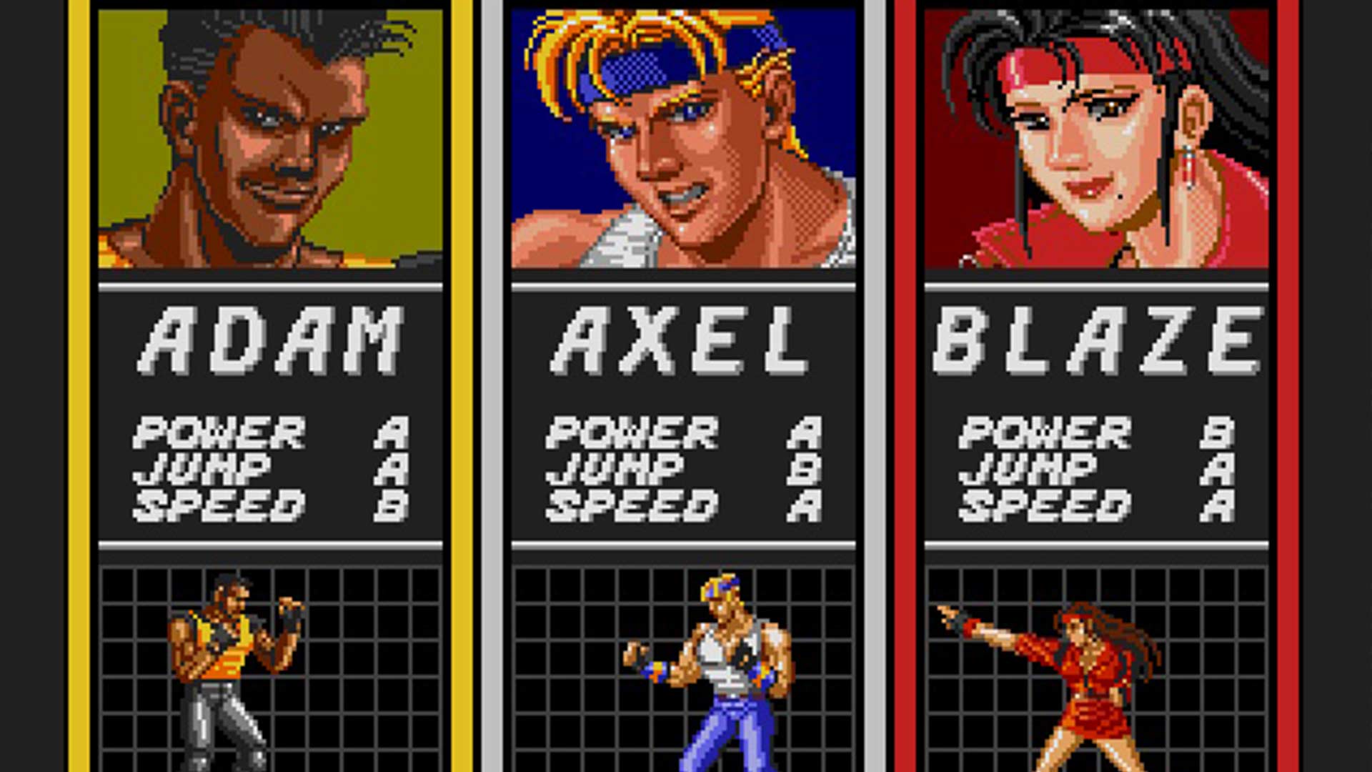 Streets of Rage Charakterauswahl