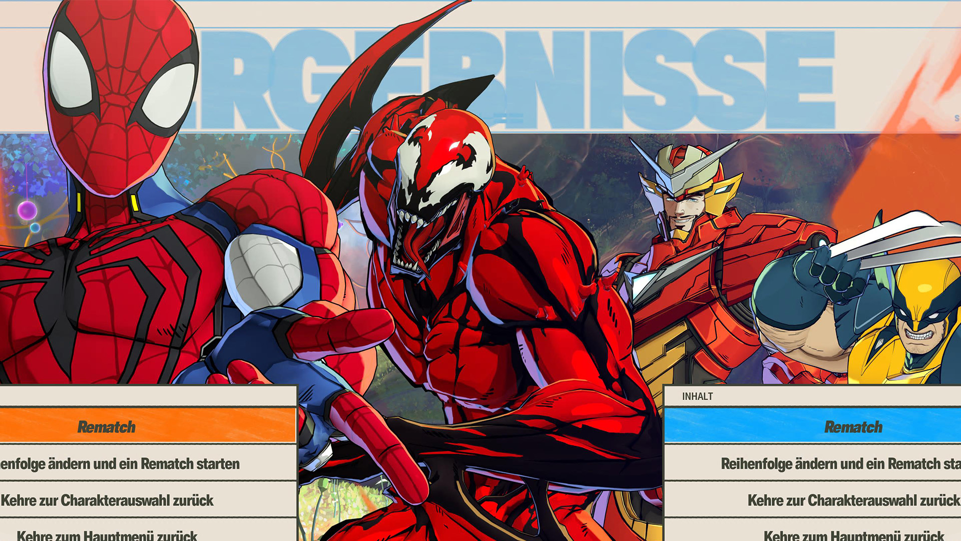 Spider-Man, Carnage, Iron-Man und Wolverine